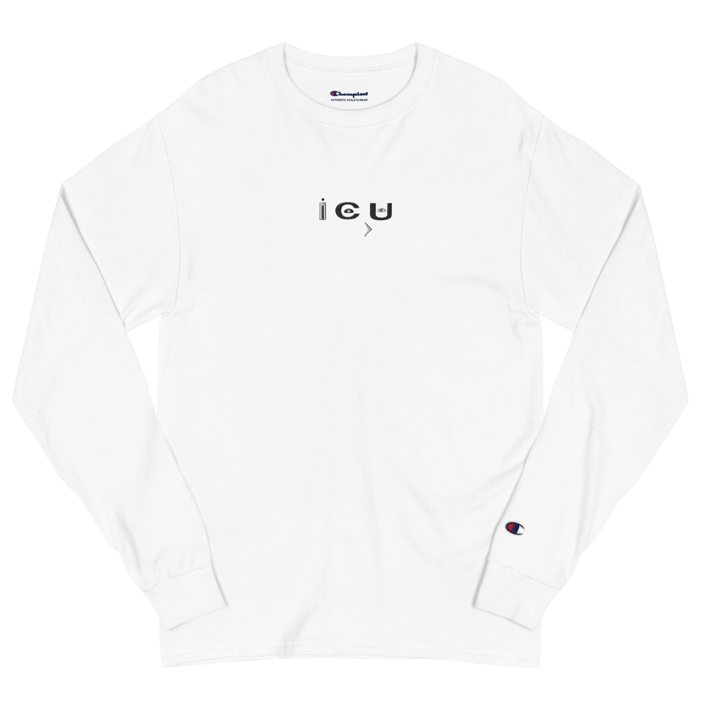 I C U 3x Embroidery (Most Wanted) Much love "Black" Men's Champion Long Sleeve Shirt