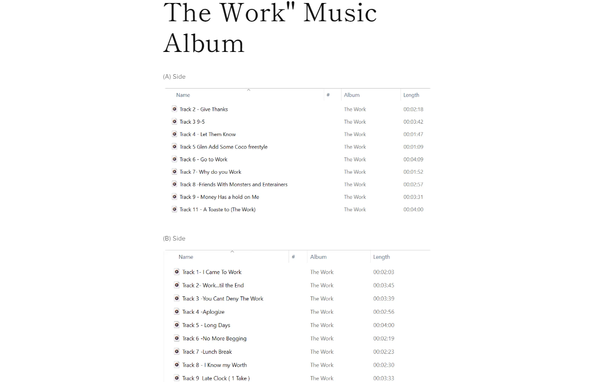 The Work Album ( Music )