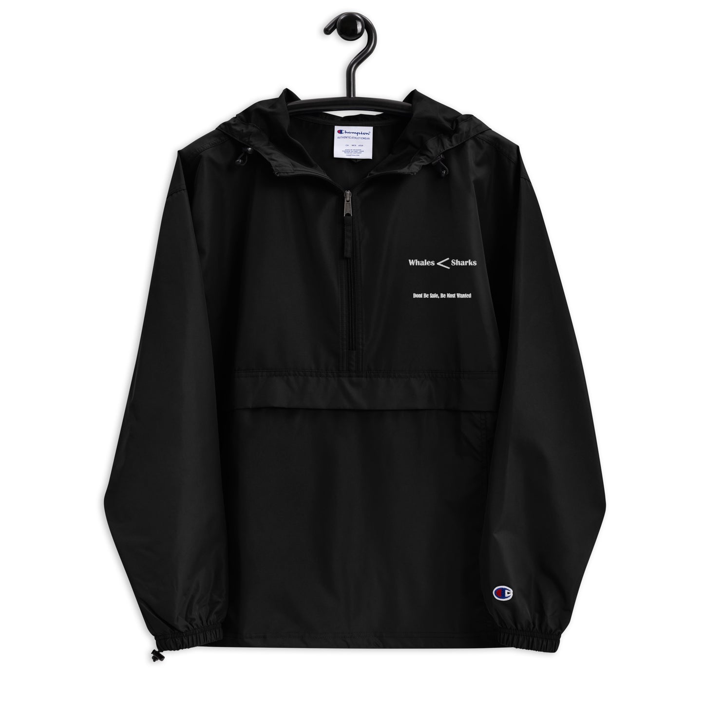 Whales Eat Sharks-Embroidered Champion Packable Jacket ( Most Wanted Custom)