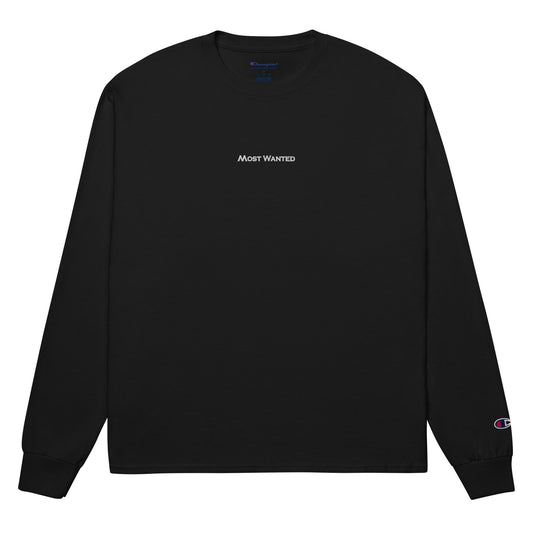 WHITE MOST WANTED CHAMPION LONG SLEEVE SHIRT