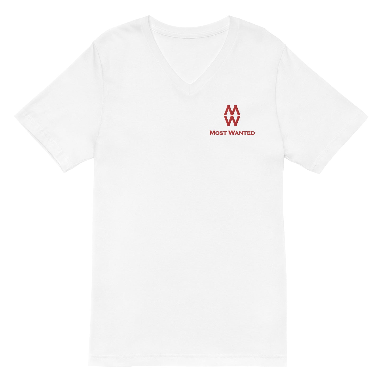 Most Wanted V-Neck (Red) Embroidery T-Shirt
